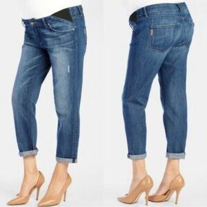 Paige Women’s Jeans Jimmy Jimmy Crop Maternity Distressed Penelope Blue Size 25